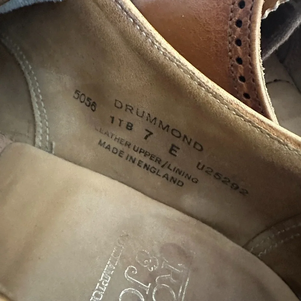 Crockett & Jones Drummond Mens US 7 E Dress Shoes Brown Leather Wingtip Oxford